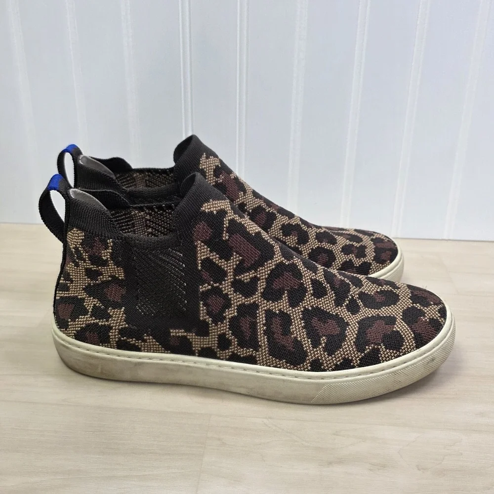 Rothy's The Chelsea Boots Wildcat Knit Leopard Print Brown Cheetah‎ Size 9
